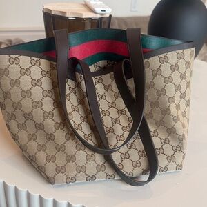 Gucci Beige and Brown Signature Tote